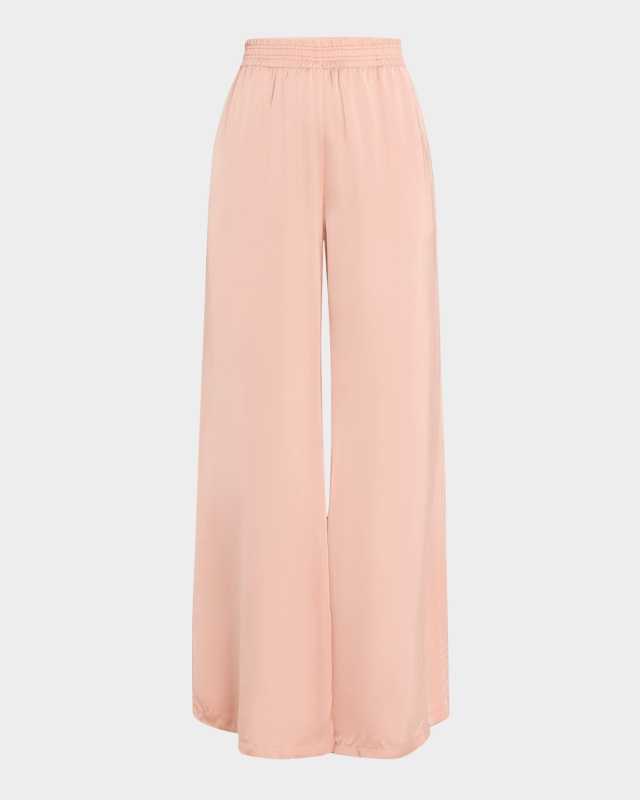 Wide-Leg Viscose Satin Trousers